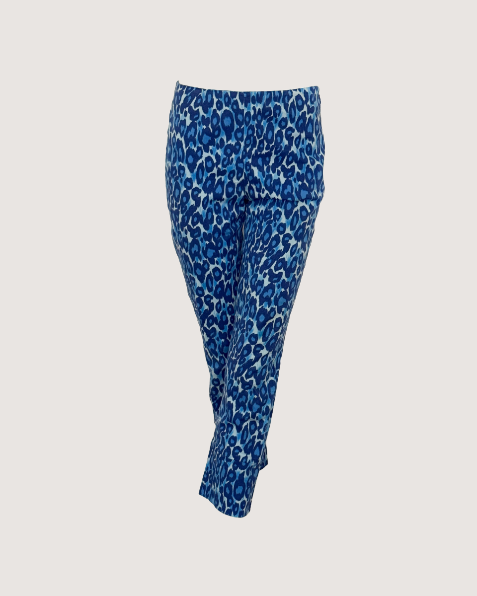 Moschino Cheap & Chic Blue Leopard Capris (Small) — sororité.